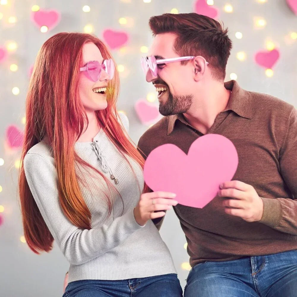 Heart Sunglasses Women Bulk Pink Rimless Candy Color Party Favors for Events